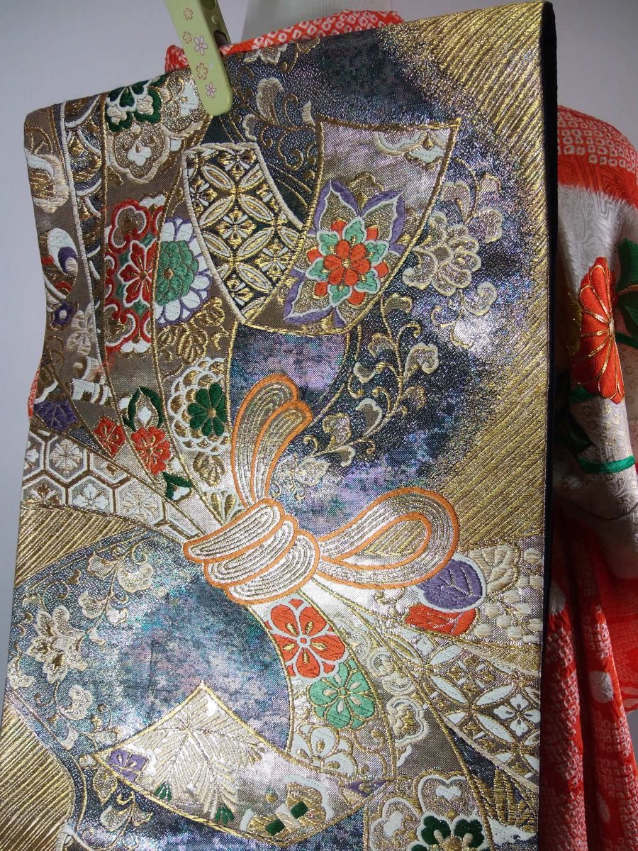美品 振袖 鹿子絞り 花文様 金駒刺繍 日本刺繍 金彩 正絹 美品 振袖 鹿子絞り 花文様 金駒刺繍 日本刺繍 金彩 正絹