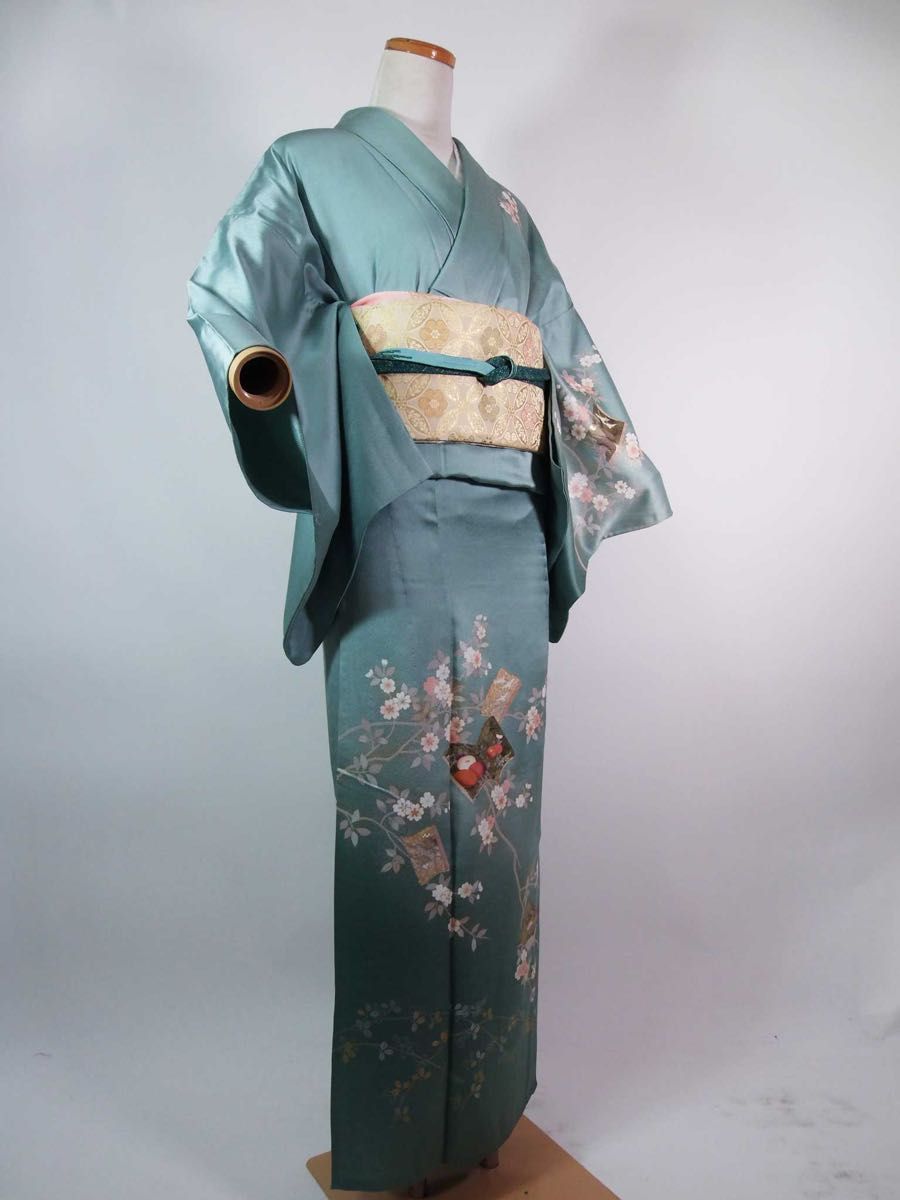 豪華 単衣 附け下げ 訪問着 友禅 花本文様 金彩 沙耶型地紋 着物 豪華 単衣 附け下げ 訪問着 友禅 花本文様 金彩 沙耶型地紋 着物