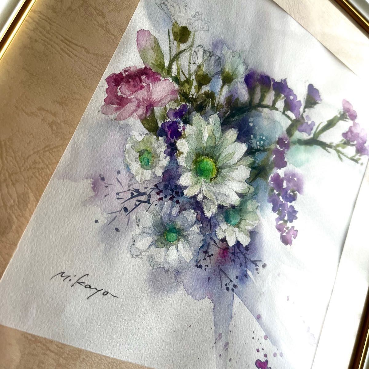 水彩画 原画 花 フラワー画 ホルベイン 真作 絵 絵画 手描き 水彩画 原画 花 フラワー画 ホルベイン 真作 絵 絵画 手描き
