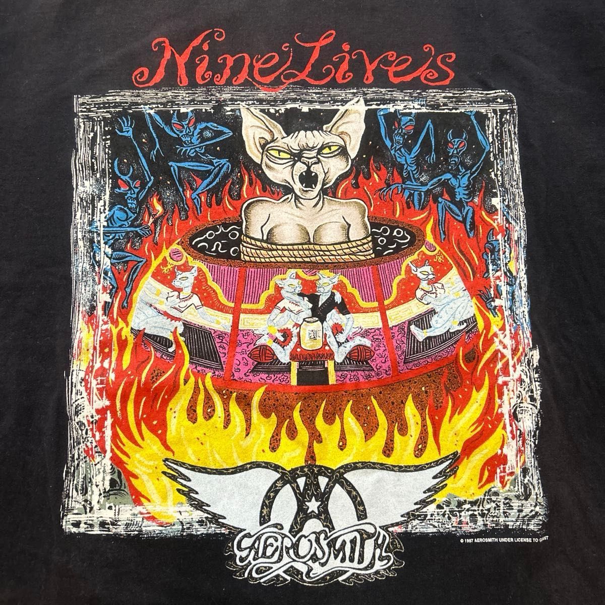 レア】エアロスミス90s Aerosmith nine lives tour tee 1997 レア】エアロスミス90s Aerosmith nine lives tour tee 1997