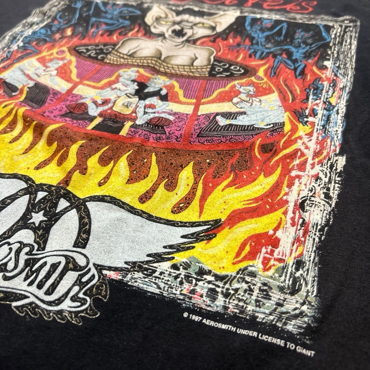 レア】エアロスミス90s Aerosmith nine lives tour tee 1997 レア】エアロスミス90s Aerosmith nine lives tour tee 1997