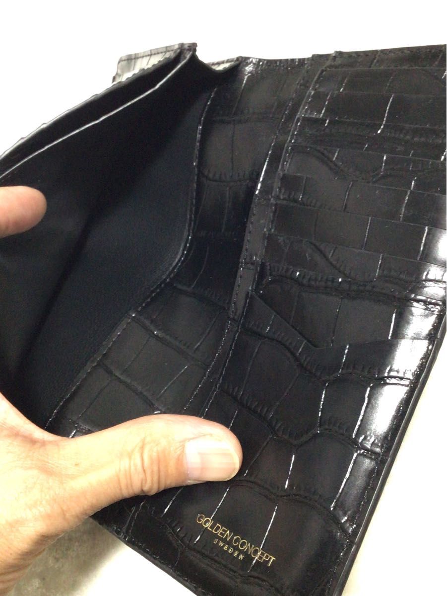 ゴールデンコンセプト クロコ型押しレザー 長財布 黒 ゴールデンコンセプト クロコ型押しレザー 長財布 黒