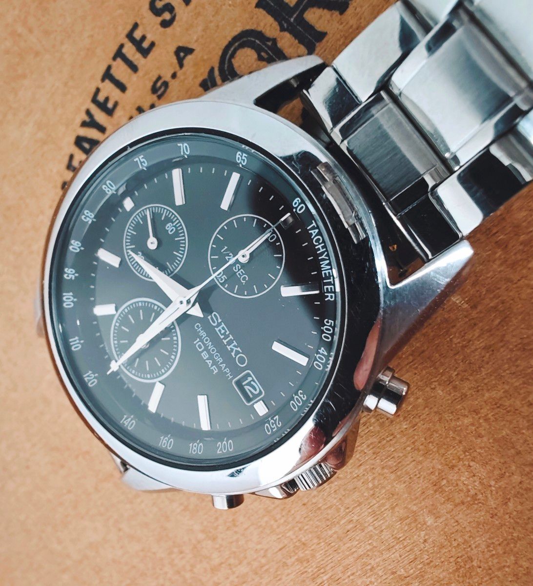 SEIKO セイコー クロノグラフ 黒文字盤 ブラック シルバー SEIKO セイコー クロノグラフ 黒文字盤 ブラック シルバー