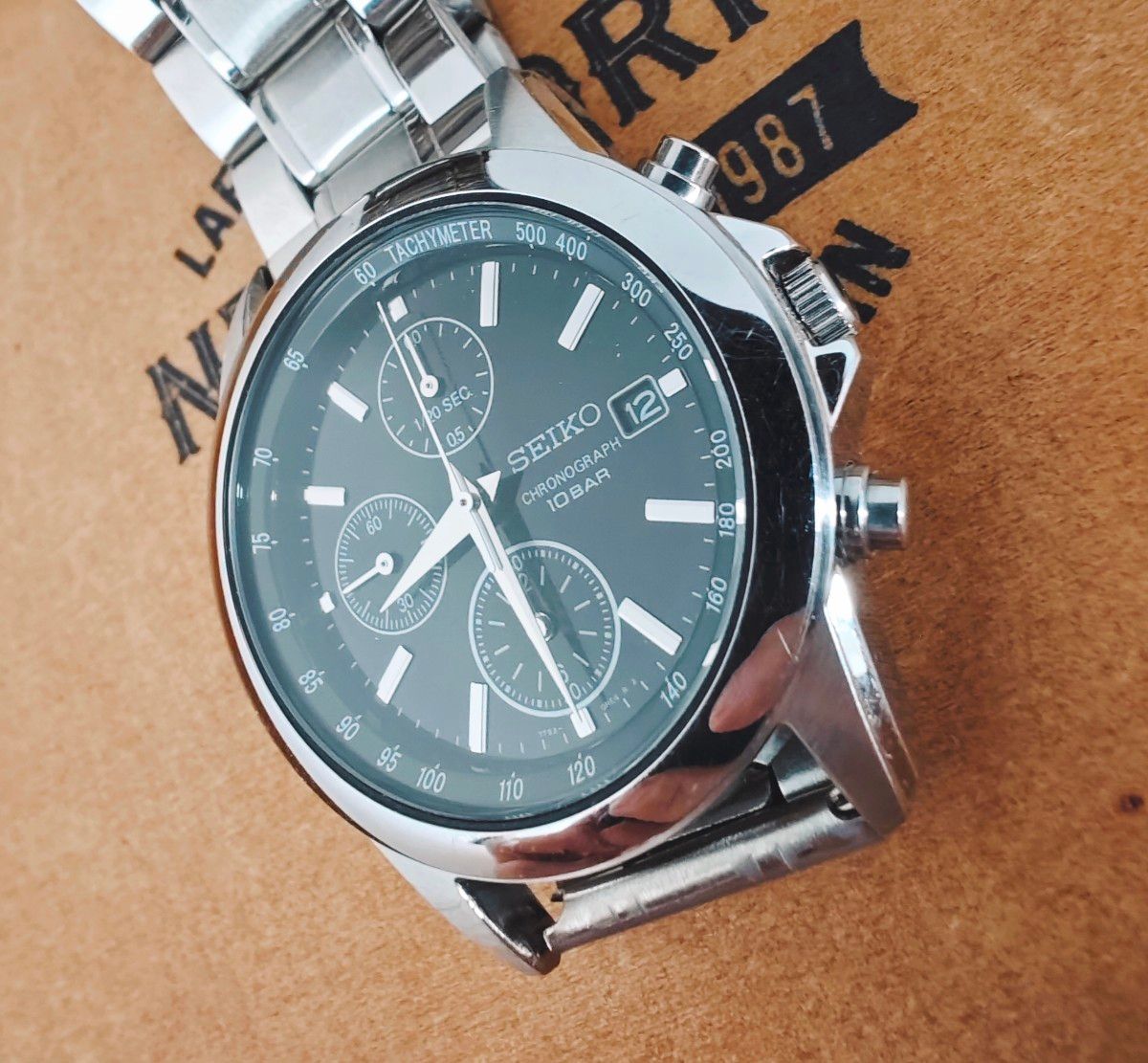 SEIKO セイコー クロノグラフ 黒文字盤 ブラック シルバー SEIKO セイコー クロノグラフ 黒文字盤 ブラック シルバー