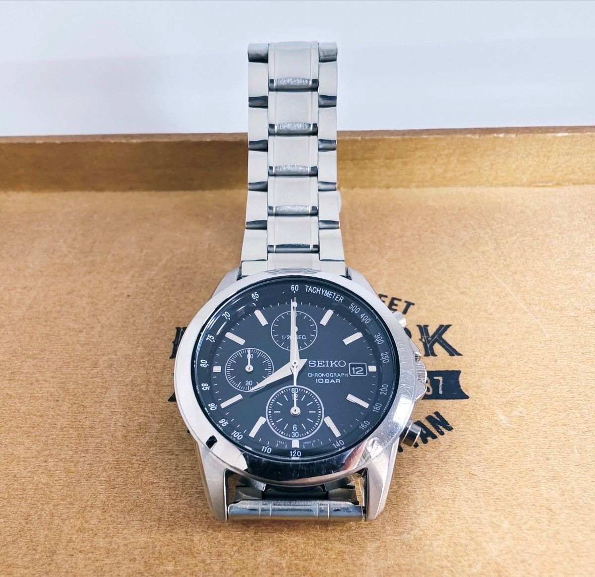 SEIKO セイコー クロノグラフ 黒文字盤 ブラック シルバー SEIKO セイコー クロノグラフ 黒文字盤 ブラック シルバー