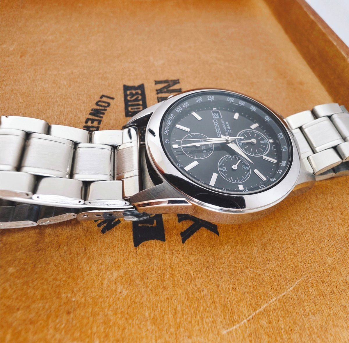 SEIKO セイコー クロノグラフ 黒文字盤 ブラック シルバー SEIKO セイコー クロノグラフ 黒文字盤 ブラック シルバー