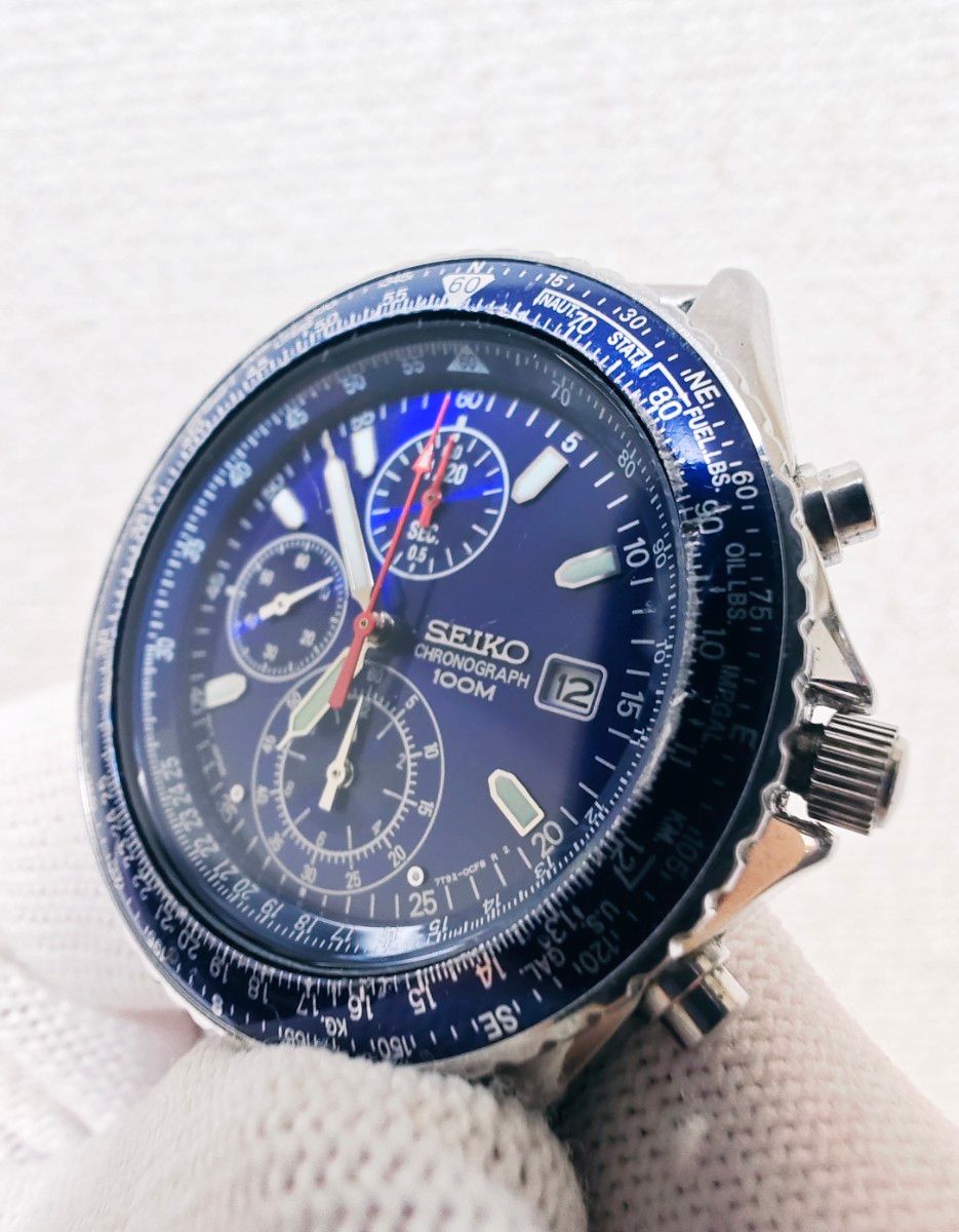 SEIKO セイコー パイロットクロノグラフ 青文字盤 ネイビー SEIKO セイコー パイロットクロノグラフ 青文字盤 ネイビー