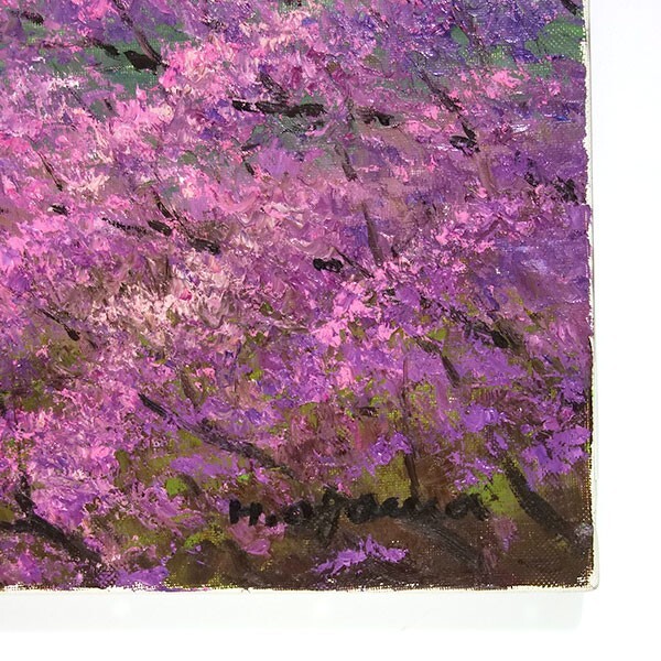 油彩画 F10号 小川久雄「光城山からの常念岳、桜」 油絵 真筆 額 油彩画 F10号 小川久雄「光城山からの常念岳、桜」 油絵 真筆 額