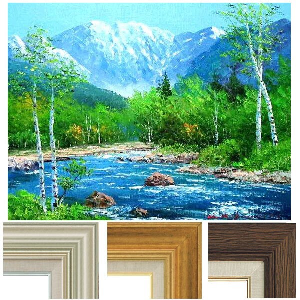 油彩画 F6号 小林幸三「梓川」 額入り 油絵 風景画 真筆 手描き 油彩画 F6号 小林幸三「梓川」 額入り 油絵 風景画 真筆 手描き