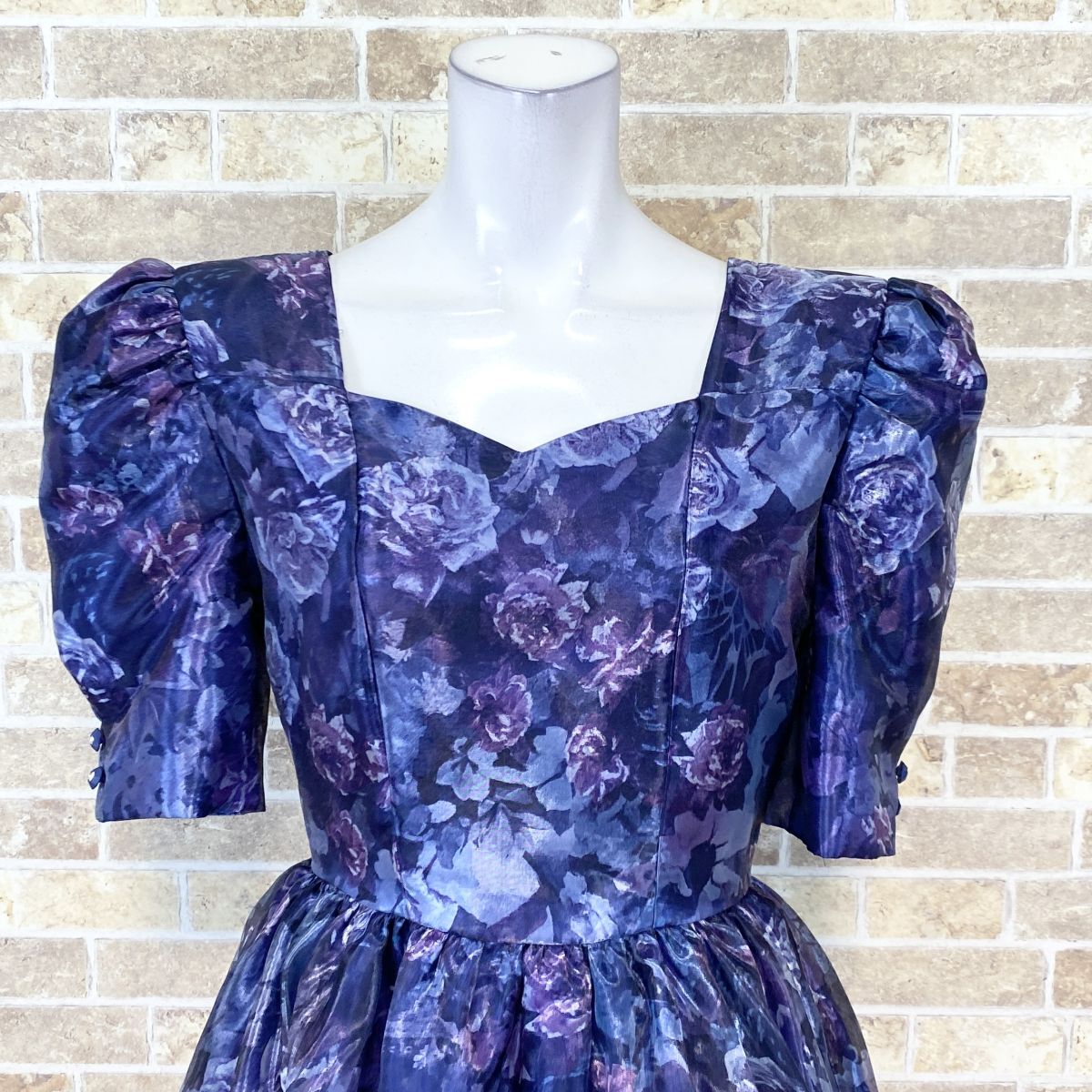 1円 ドレス GENETVIVIEN ジュネビビアン ワンピース 青紫系柄 1円 ドレス GENETVIVIEN ジュネビビアン ワンピース 青紫系柄