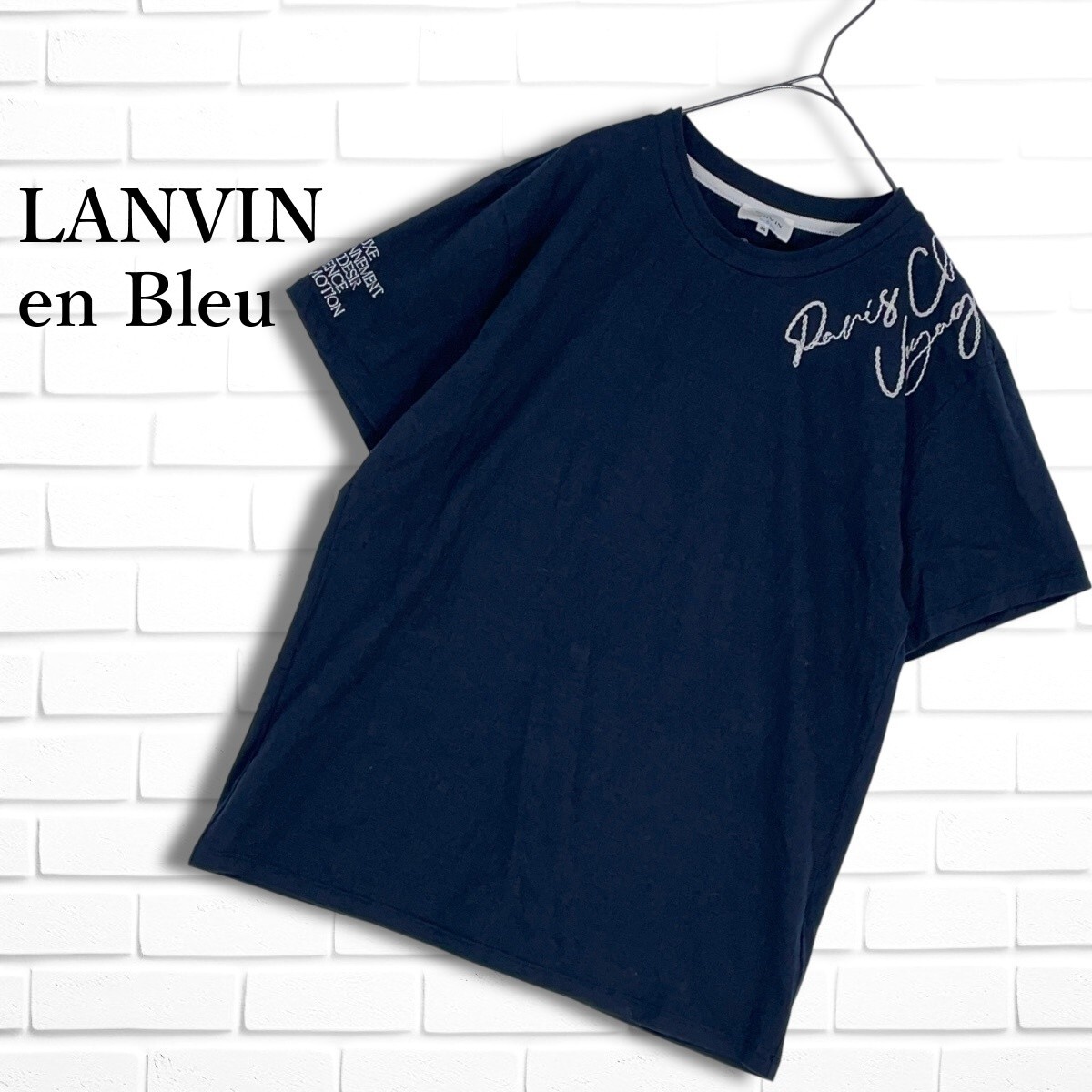 良品 LANVIN en Bleu ランバン オンブルー 刺繍 半袖 Tシャツ 良品 LANVIN en Bleu ランバン オンブルー 刺繍 半袖 Tシャツ
