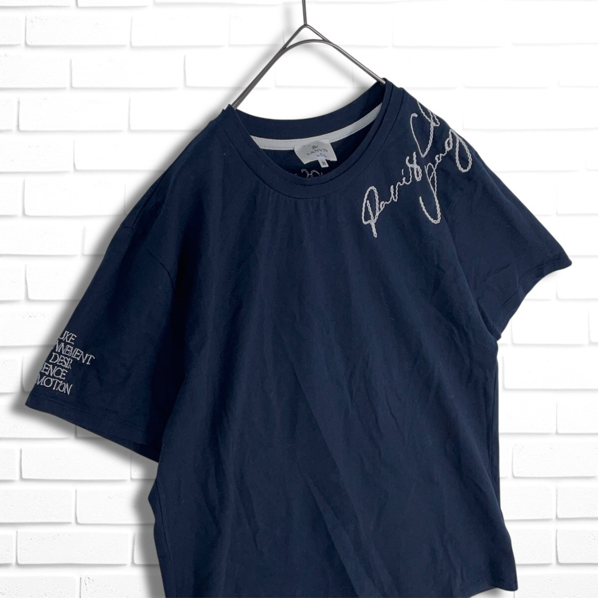 良品 LANVIN en Bleu ランバン オンブルー 刺繍 半袖 Tシャツ 良品 LANVIN en Bleu ランバン オンブルー 刺繍 半袖 Tシャツ