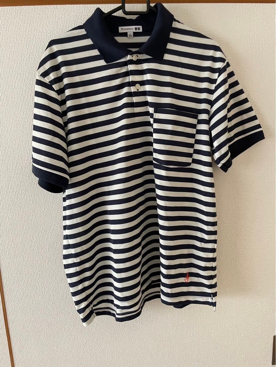 UNIQLO JW ANDERSON ストライプポロシャツ Lサイズ メンズ 半袖 UNIQLO JW ANDERSON ストライプポロシャツ Lサイズ メンズ 半袖