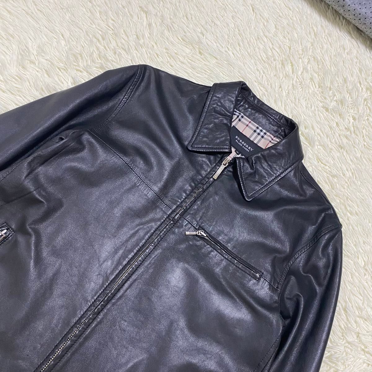 希少 バーバリーブラックレーベル レザージャケットブルゾン 希少 バーバリーブラックレーベル レザージャケットブルゾン