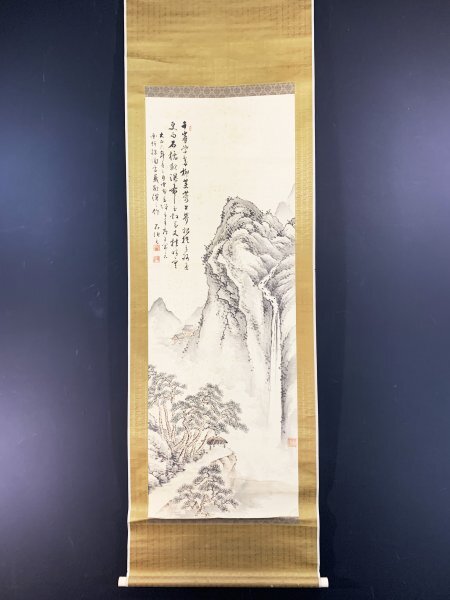 真作】B4999 波多野華涯「山水図」絹本 肉筆 滝和亭師事 大阪の 真作】B4999 波多野華涯「山水図」絹本 肉筆 滝和亭師事 大阪の