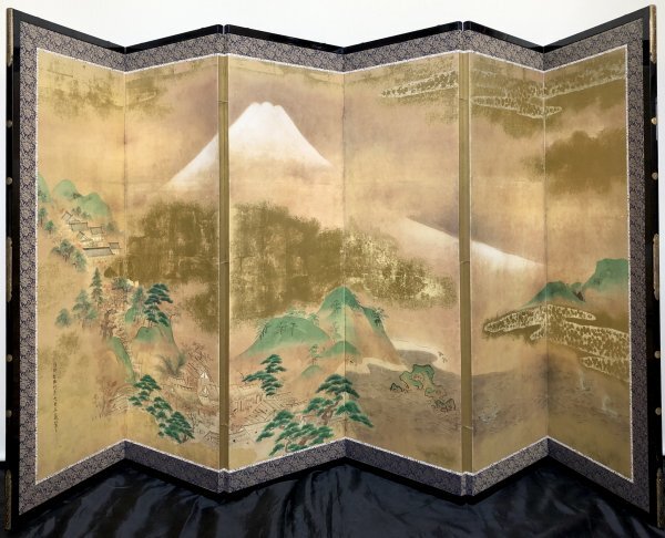 N095【印刷工芸】狩野探幽「富士図」屏風 紙本 鍛冶橋狩野派の祖 N095【印刷工芸】狩野探幽「富士図」屏風 紙本 鍛冶橋狩野派の祖
