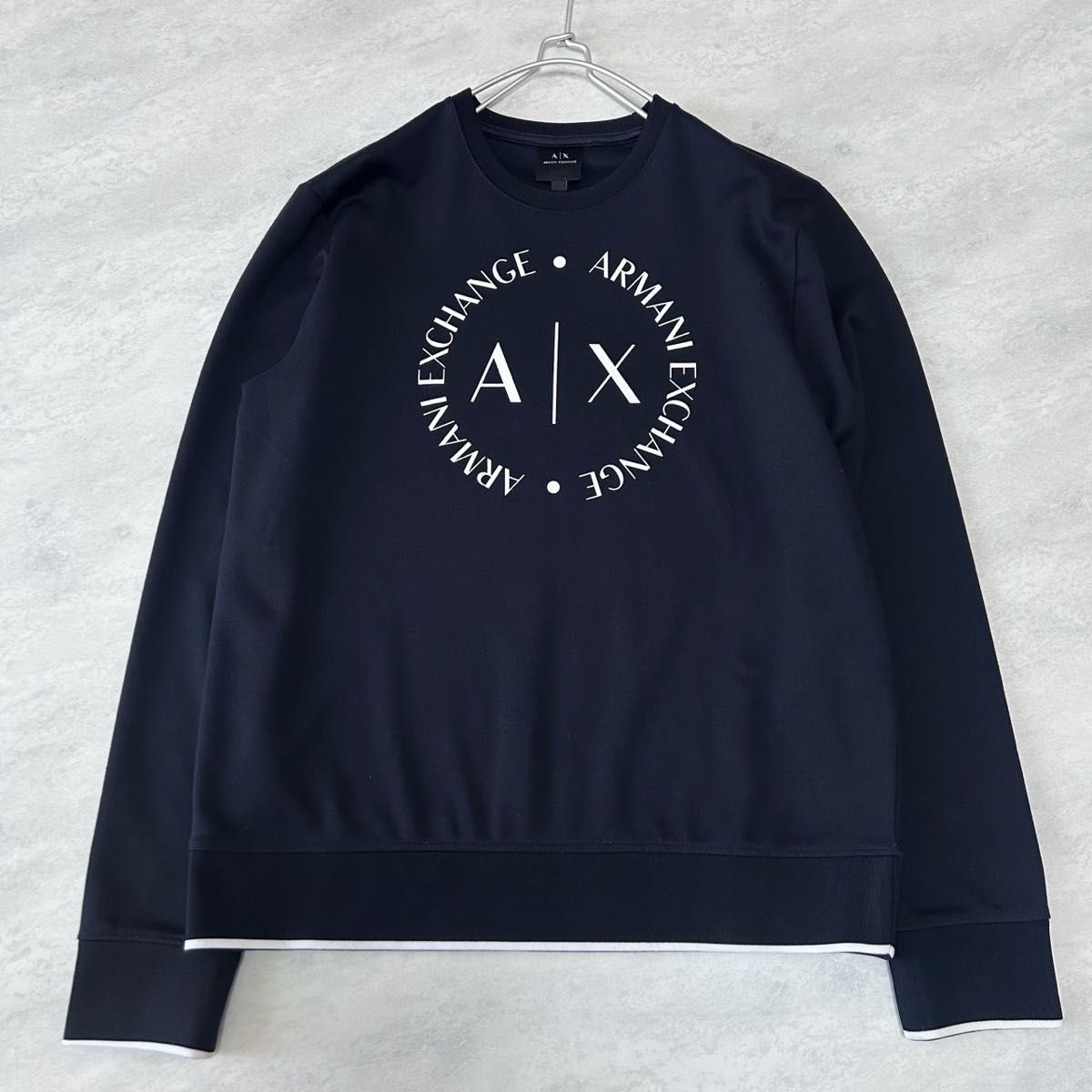 美品】 アルマーニエクスチェンジ スウェット ネイビー系 L 美品】 アルマーニエクスチェンジ スウェット ネイビー系 L