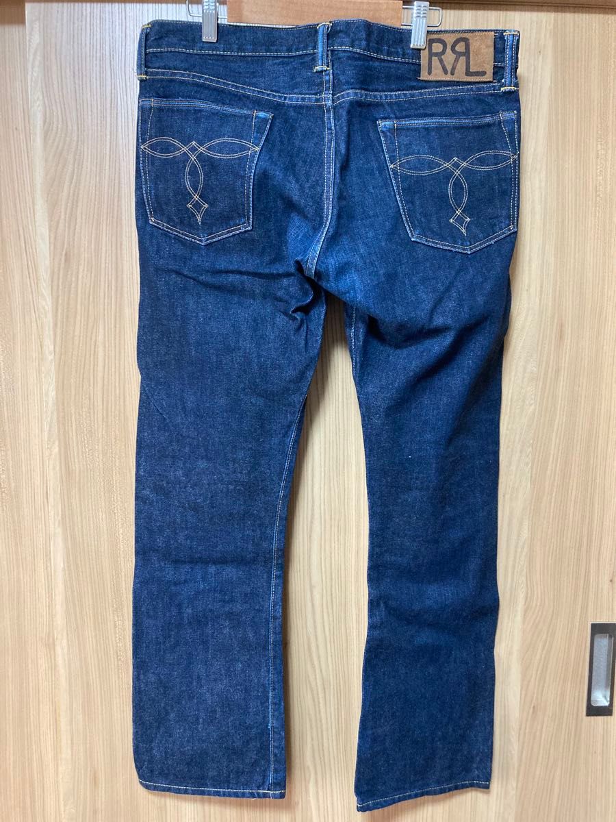 濃紺 RRL デニムパンツ スリムブーツカット 赤耳 ボタンフライ 濃紺 RRL デニムパンツ スリムブーツカット 赤耳 ボタンフライ