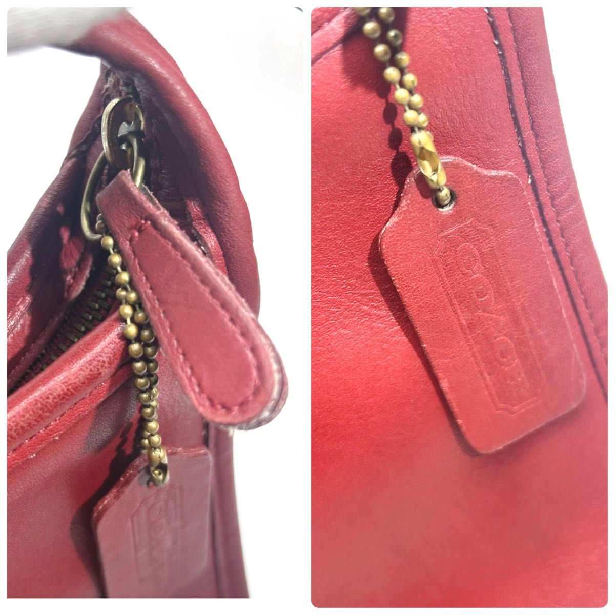 美品 OLD COACH オールドコーチ USA製 ショルダーバッグ 赤 斜め 美品 OLD COACH オールドコーチ USA製 ショルダーバッグ 赤 斜め