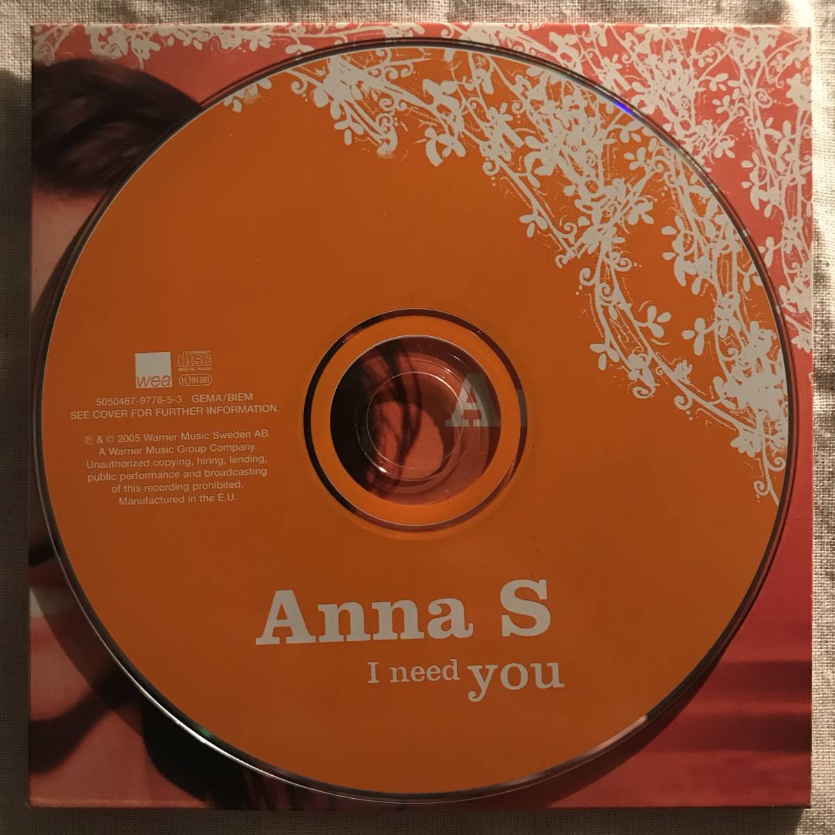 【CD Single】Anna S/I Need You EU盤