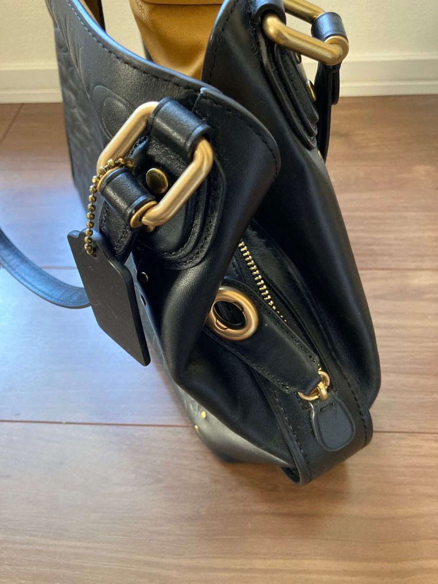 美品 coach コーチ レザー バッグ 黒 ブラック 総柄|Yahoo 美品 coach コーチ レザー バッグ 黒 ブラック 総柄|Yahoo
