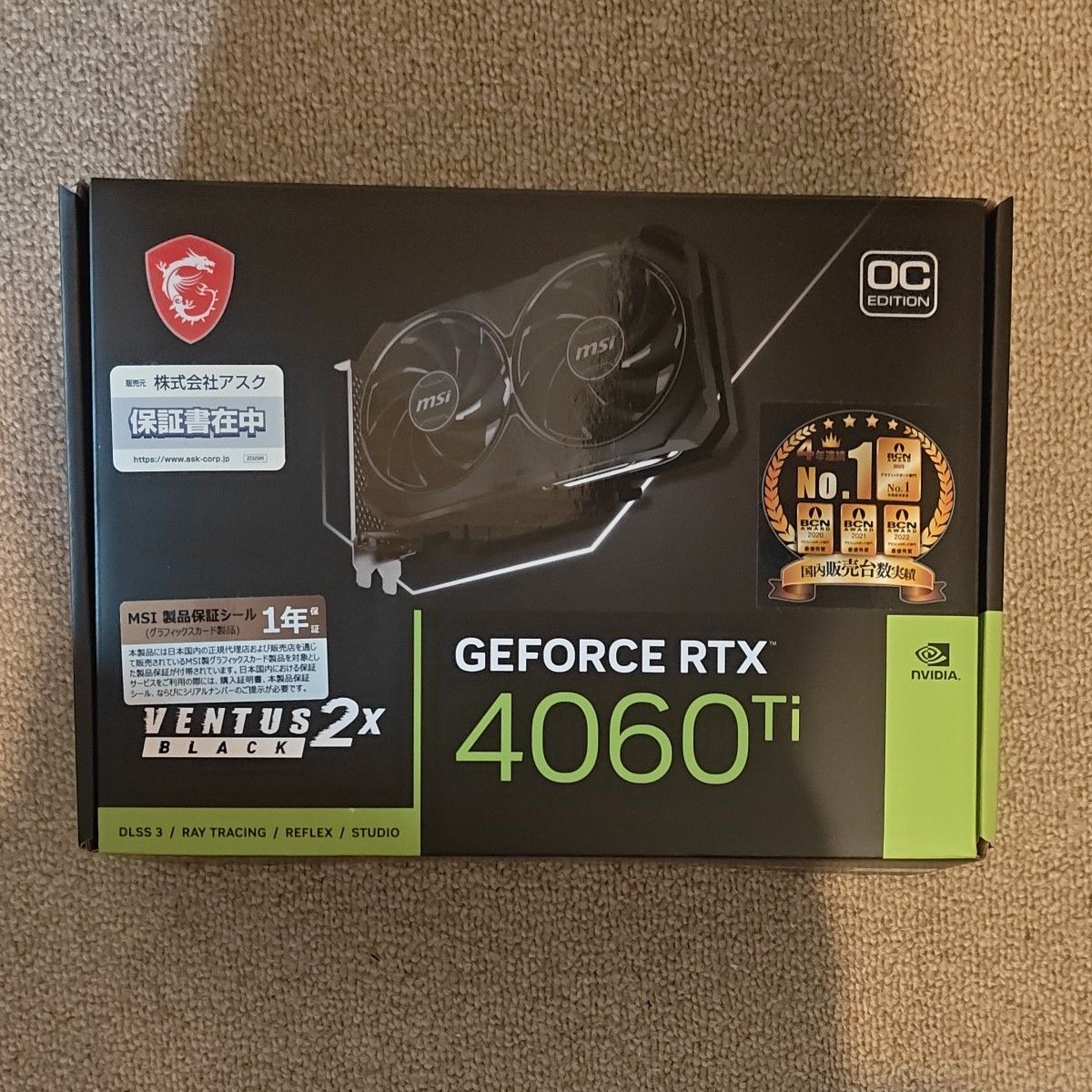 MSI GeForce RTX 4060 Ti VENTUS 2X BLACK 8G OC グラフィック MSI GeForce RTX 4060 Ti VENTUS 2X BLACK 8G OC グラフィック