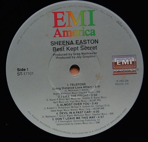 Sheena Easton - Best Kept Secret ST-17101 輸入盤LP_画像4