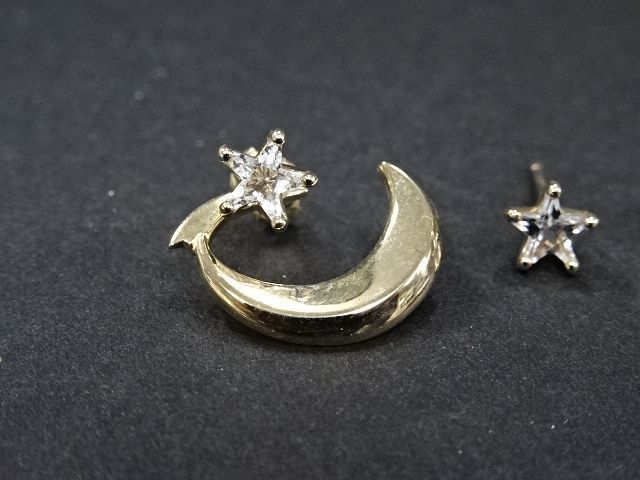 [STAR JEWELRY] Star Jewelry 2015 month ( moon )* star ( Star )2Way earrings K10