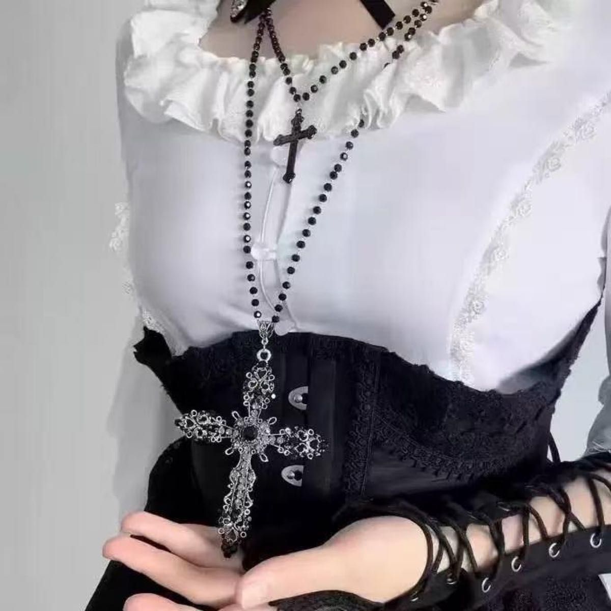 新品 二重クロスロングネックレス フェアリーグランジ ゴシック 新品 二重クロスロングネックレス フェアリーグランジ ゴシック