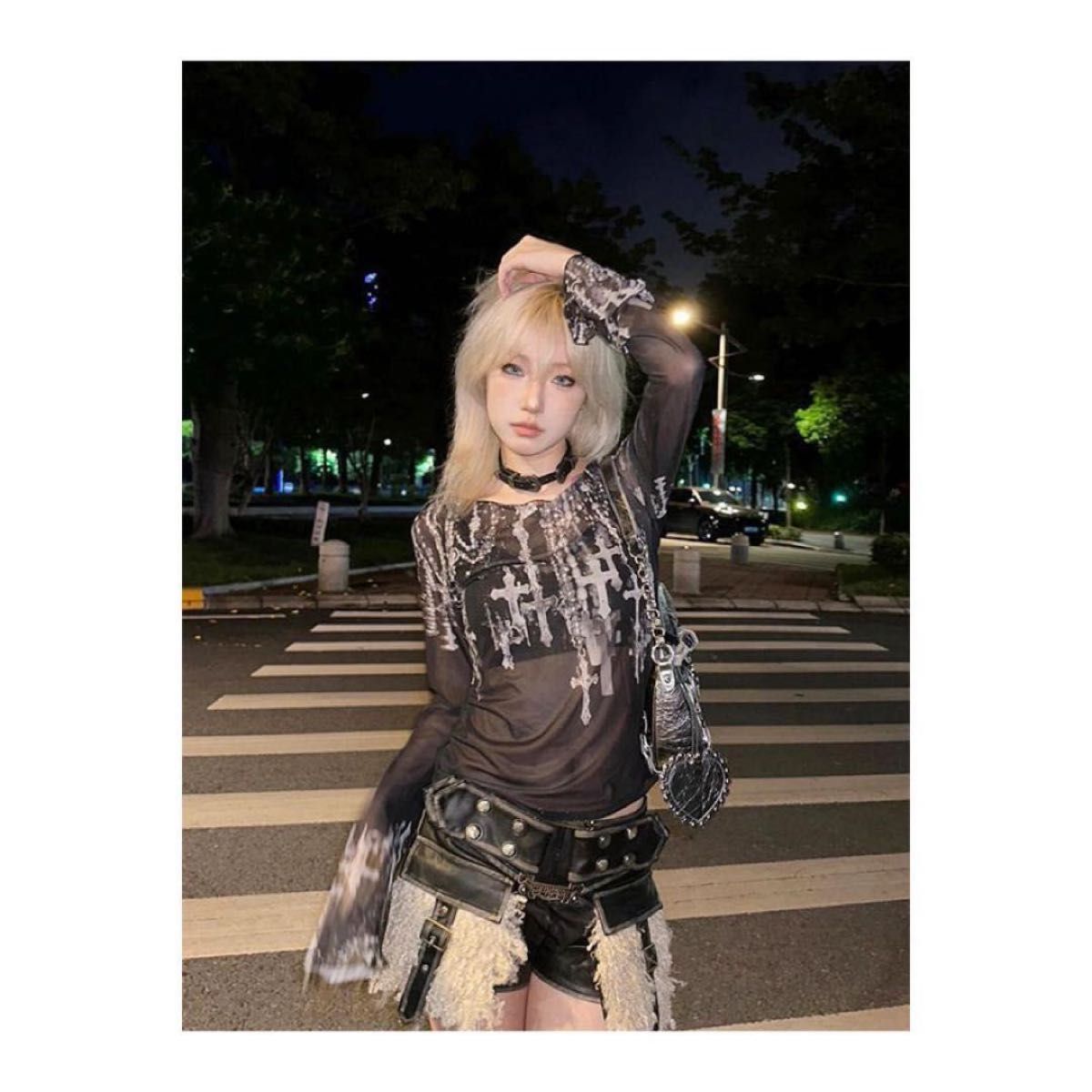 新品 Lサイズ クロス長袖カットソー Y2K 平成ギャル フェアリー 新品 Lサイズ クロス長袖カットソー Y2K 平成ギャル フェアリー