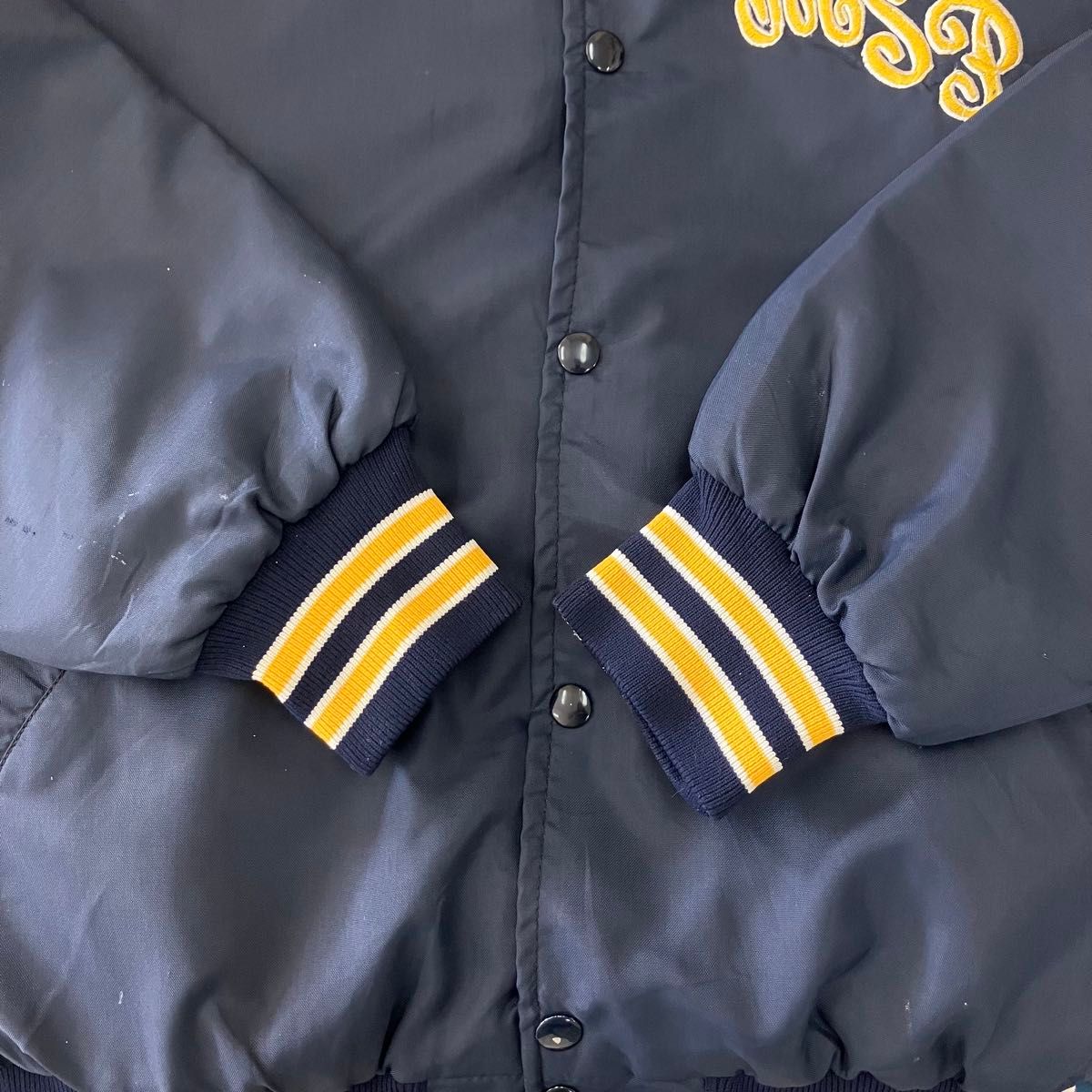 美品】90s古着 スタジャン ブルゾン メンズ ネイビー L|Yahoo 美品】90s古着 スタジャン ブルゾン メンズ ネイビー L|Yahoo