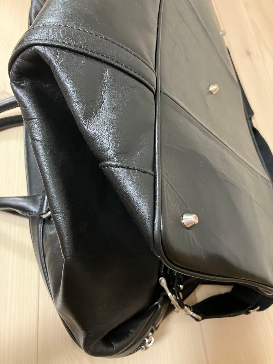 アクアスキュータム Aquascutum バッグ 黒 レザー 本革 ボストン アクアスキュータム Aquascutum バッグ 黒 レザー 本革 ボストン