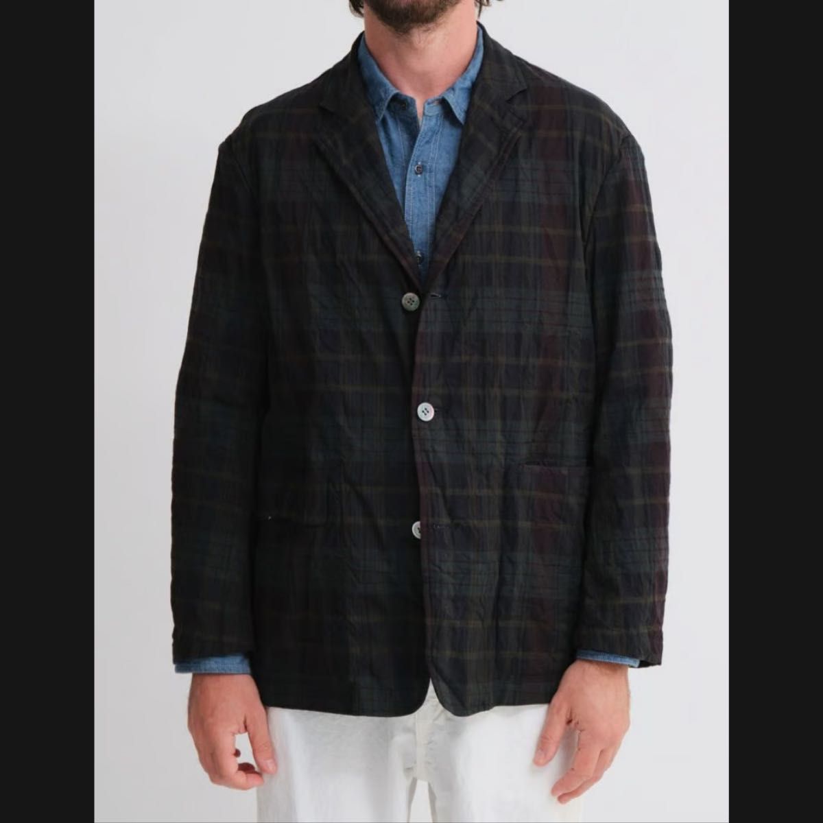 SAGE DE CRET/マドラス墨コーティングカバーオールジャケット SAGE DE CRET/マドラス墨コーティングカバーオールジャケット