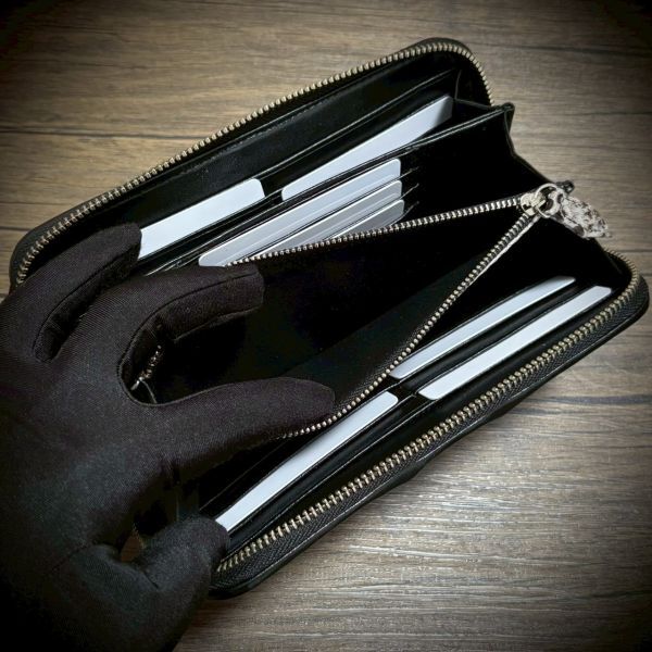 ※特別仕様 クロコダイル × パイソン レザー ホーンバッグ 長財布 テール 財布 メンズ カード15枚 証明付 一枚革 グリーン 緑