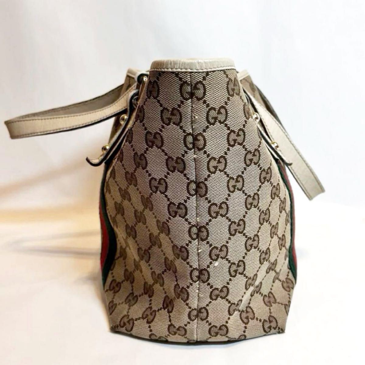 正規品》GUCCI GGキャンバス シェリーライン トートバッグ 正規品》GUCCI GGキャンバス シェリーライン トートバッグ