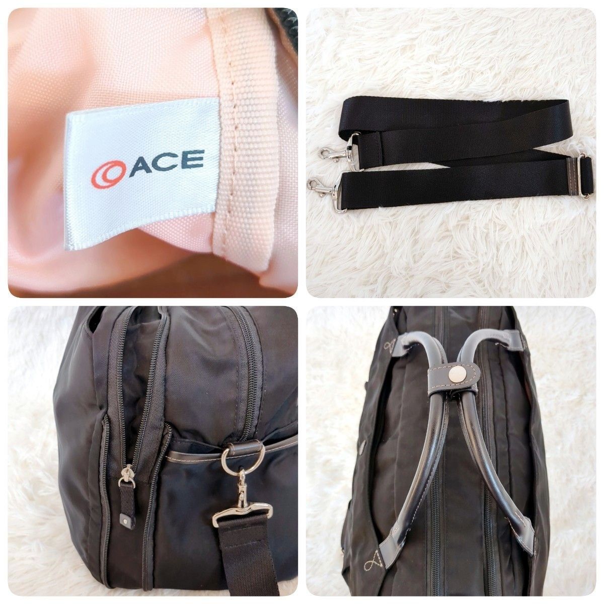 極美品エースACE 2wayショルダー ナイロンボストンバッグ ブラック 拡張 美品 エースACE 2way ナイロン ボストンバッグ ブラック 拡張