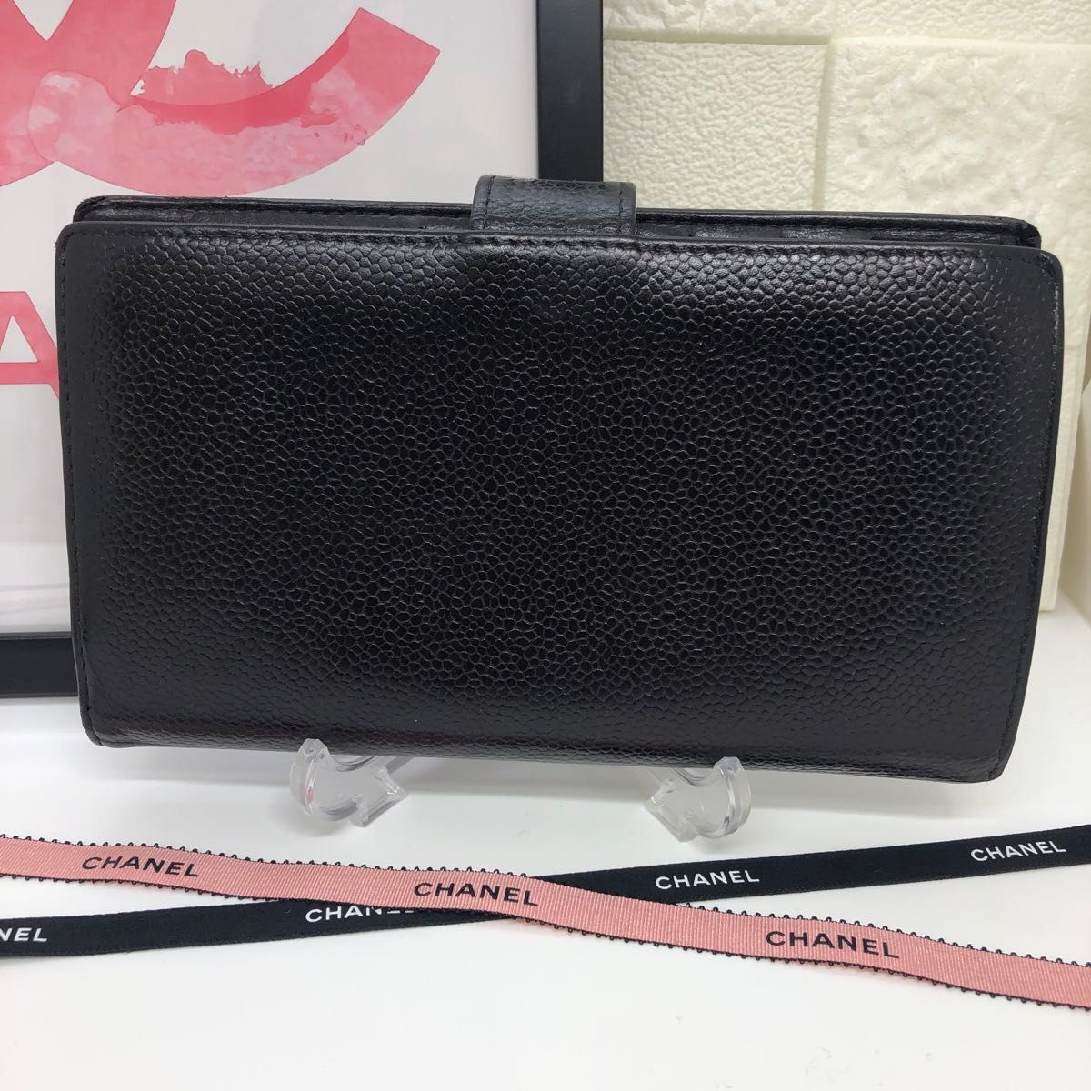 CHANEL シャネル 二つ折り がま口財布 キャビアスキン 長財布 CHANEL シャネル 二つ折り がま口財布 キャビアスキン 長財布