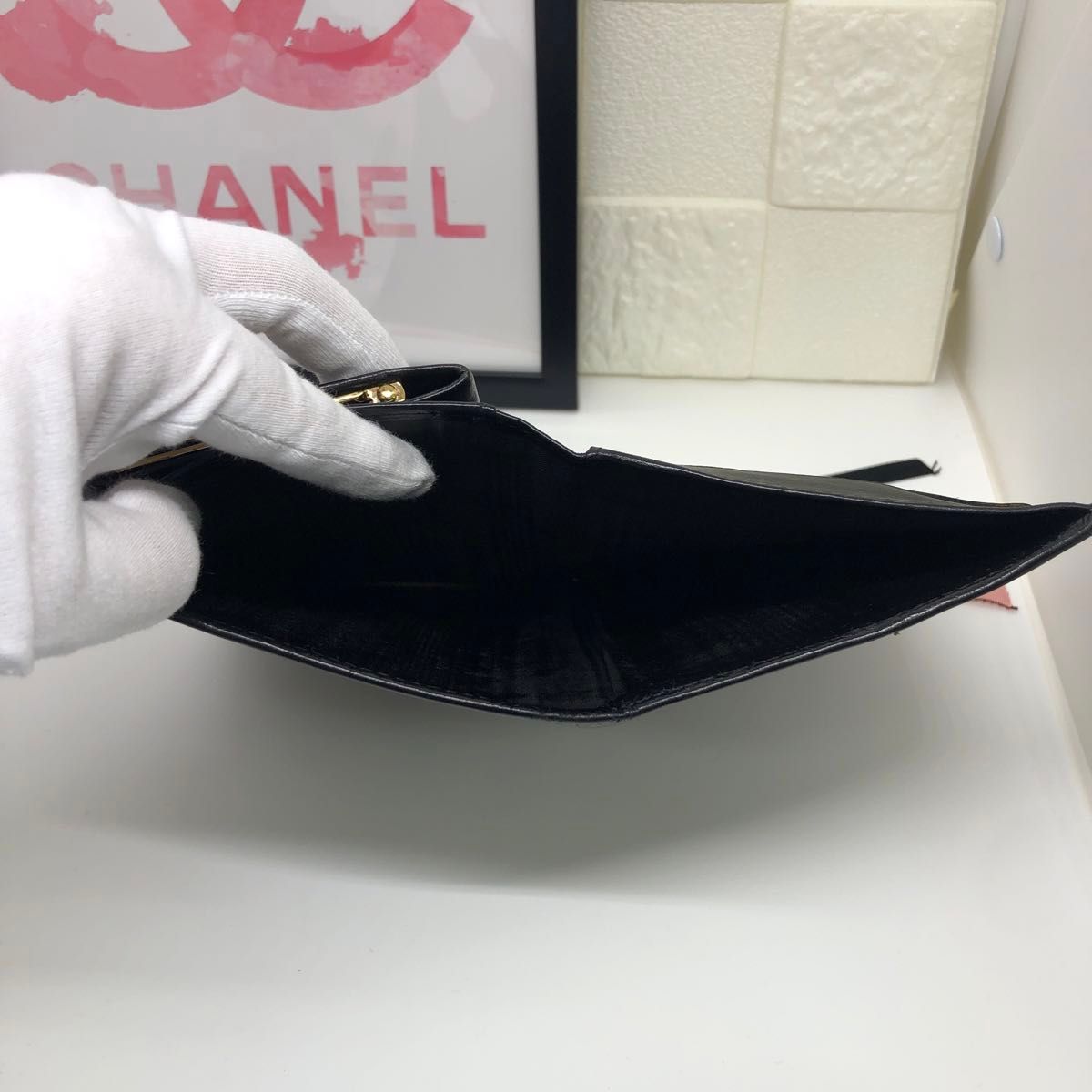 CHANEL シャネル 二つ折り がま口財布 キャビアスキン 長財布 CHANEL シャネル 二つ折り がま口財布 キャビアスキン 長財布