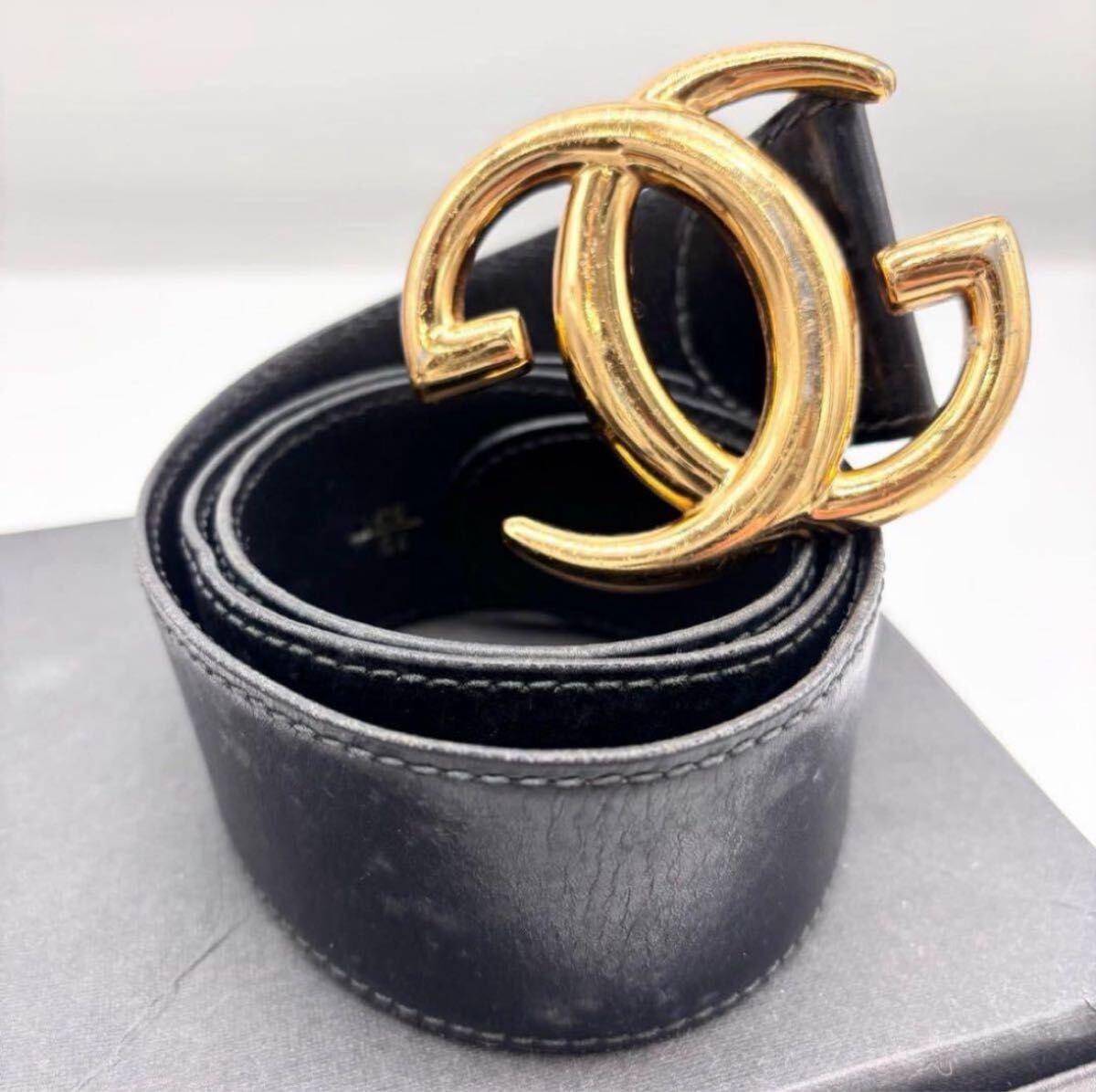GUCCI グッチ ベルト レザー ブラック GG 黒 デカロゴ インター GUCCI グッチ ベルト レザー ブラック GG 黒 デカロゴ インター