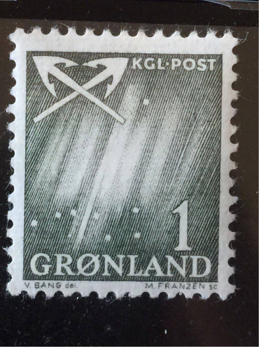 グリーンランド切手★オーロラ(北の明かり)1963年 未使用_画像1