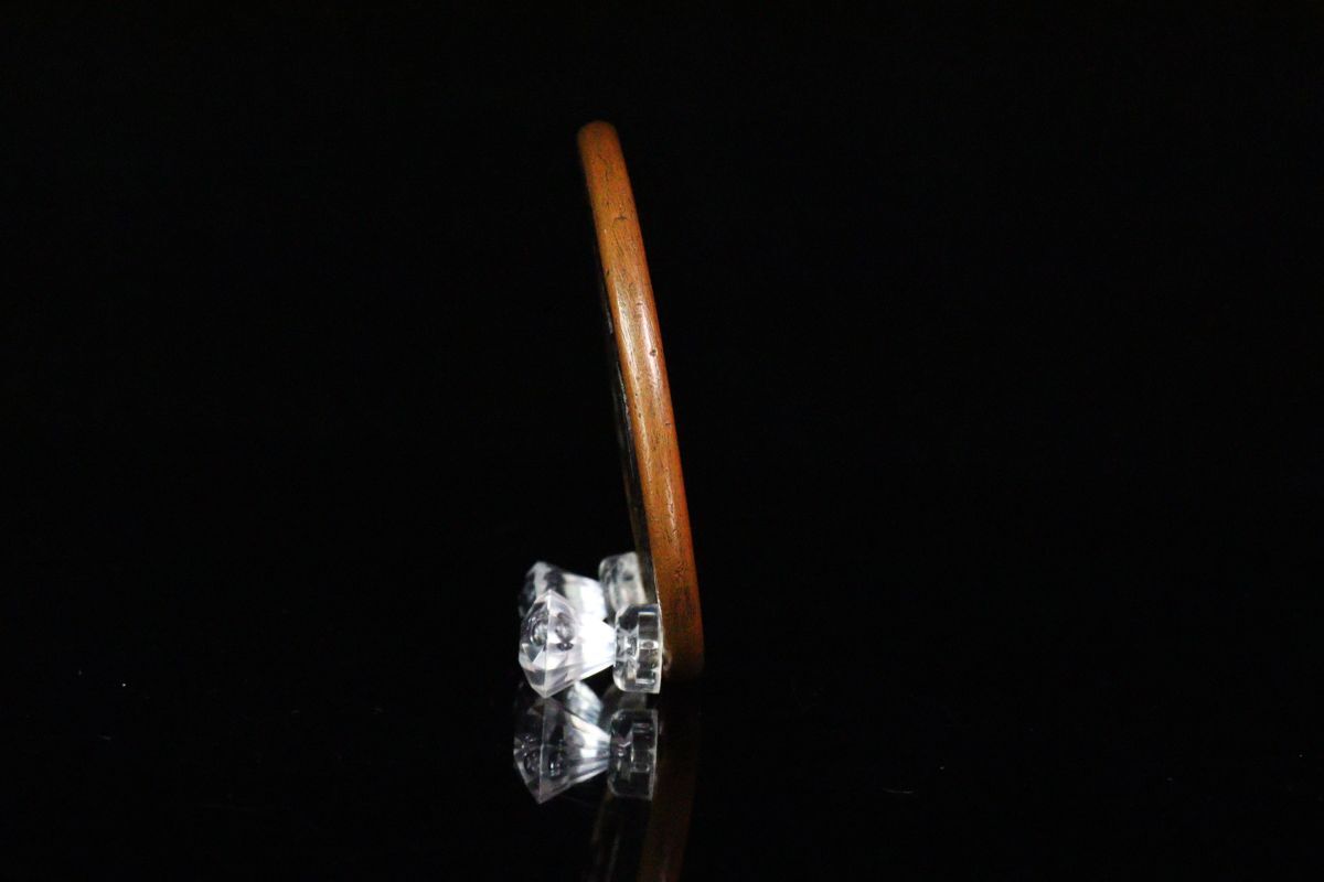 時代 無銘 鉄地丸形地透 松透し図鍔 金象嵌 銅覆輪 7.1cm 日本刀 時代 無銘 鉄地丸形地透 松透し図鍔 金象嵌 銅覆輪 7.1cm 日本刀