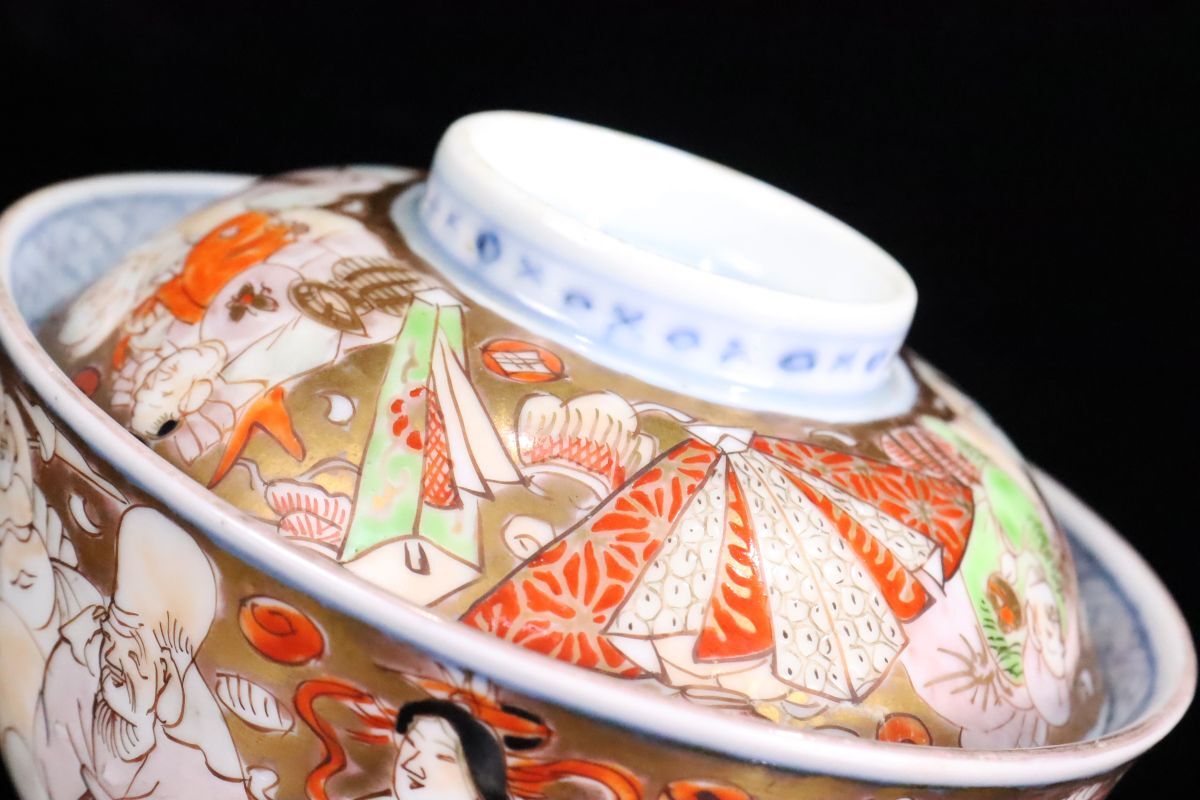 古伊万里 金彩色絵大名人物図蓋茶碗 香蘭社 五客 染付 茶懐石 古伊万里 金彩色絵大名人物図蓋茶碗 香蘭社 五客 染付 茶懐石