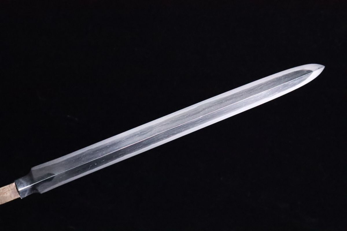 時代 三角槍 直槍 無銘 25.4㎝ 時代槍拵入 全長233.5cm 木製 漆 時代 三角槍 直槍 無銘 25.4㎝ 時代槍拵入 全長233.5cm 木製 漆