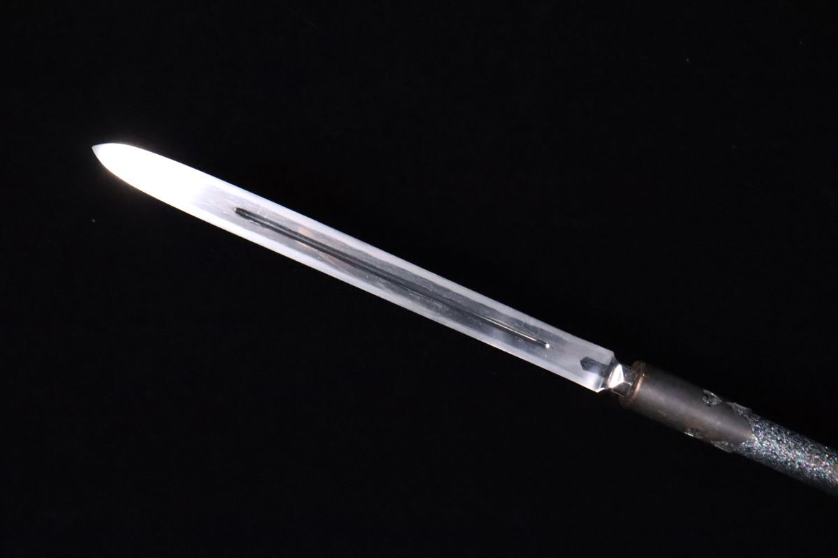 時代 三角槍 直槍 無銘 25.4㎝ 時代槍拵入 全長233.5cm 木製 漆 時代 三角槍 直槍 無銘 25.4㎝ 時代槍拵入 全長233.5cm 木製 漆