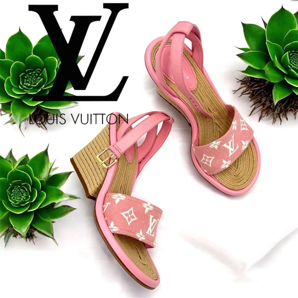 美品】LOUIS VUITTON ルイヴィトンウェッジソール サンダル 美品】LOUIS VUITTON ルイヴィトンウェッジソール サンダル