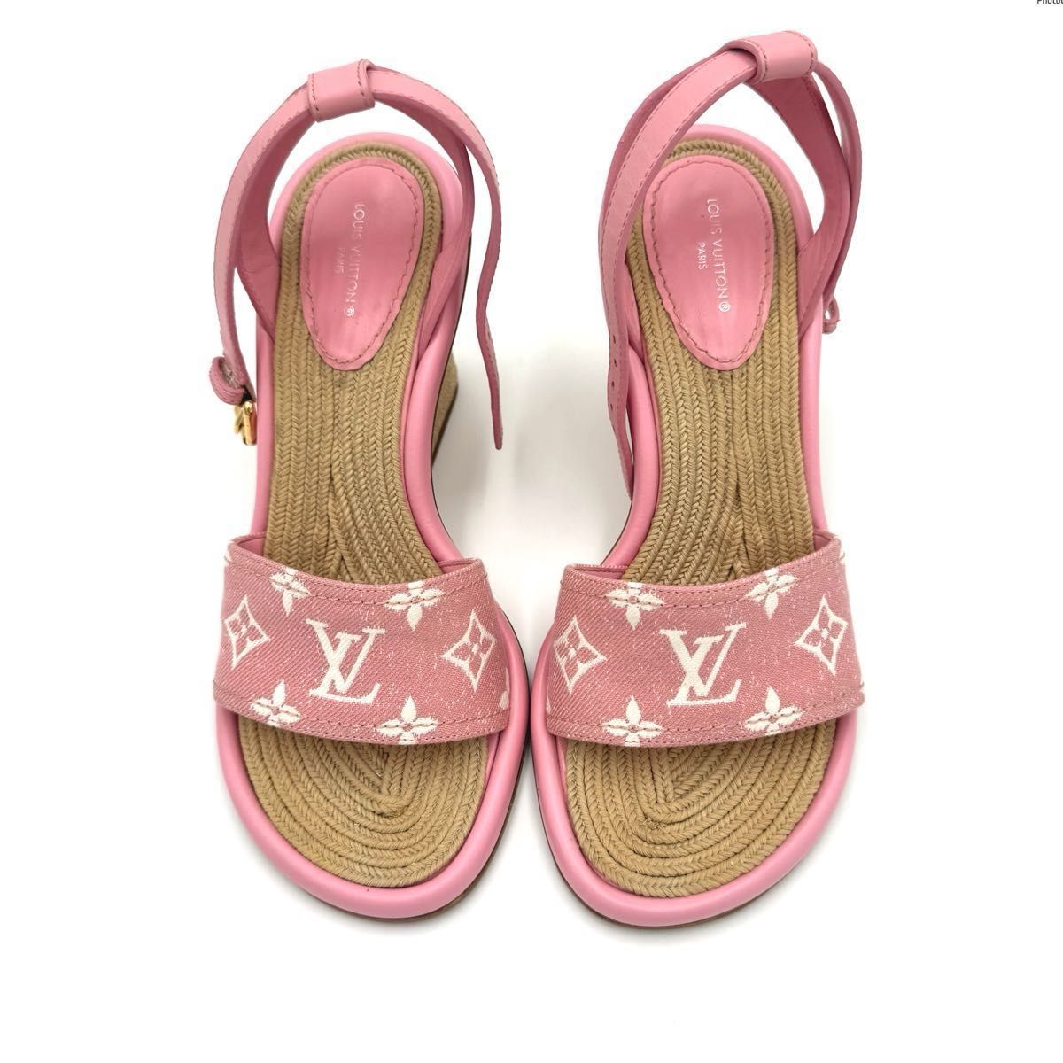 美品】LOUIS VUITTON ルイヴィトンウェッジソール サンダル 美品】LOUIS VUITTON ルイヴィトンウェッジソール サンダル