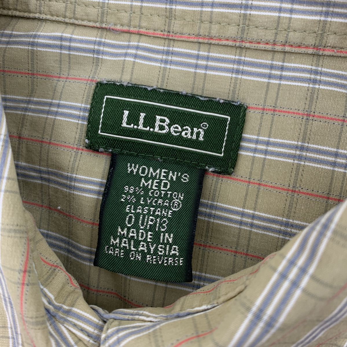 ★エルエルビーン L.L.Bean 90s レディース 長袖 チェックシャツ ベージュ ブラウン チェック Mサイズ アウトドア キャンプ 着回し◎■BB_画像3