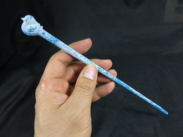 e 唐代硝子かんざし　青　唐時代　遺跡発掘品　中國　ガラス/　副葬品　墳?zāi)埂ˉ伐毳愆`ド　明器　埋蔵文化財(cái)　櫛　洛陽
