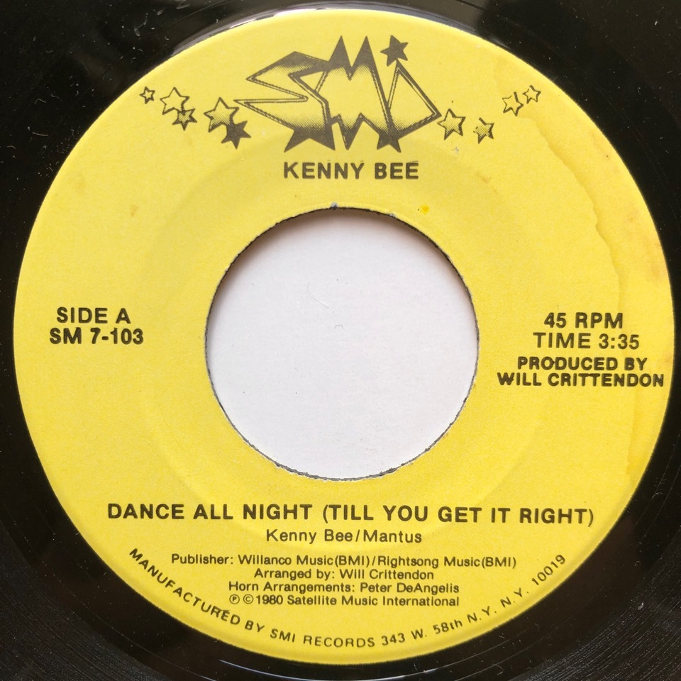 【試聴 7inch】Kenny Bee / Dance All Night (Till You Get It Right) 7インチ 45 muro koco フリーソウル サバービア _画像1