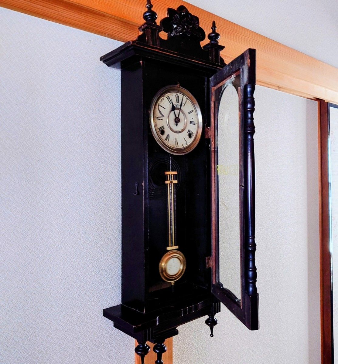 OH済完動品〉鈴木芳太郎時計 装飾両柱型ゼンマイ振り子時計 OH済完動品〉鈴木芳太郎時計 装飾両柱型ゼンマイ振り子時計